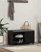 vidaXL Пейка за коридор с възглавница с рафт Черен Дъб 80 x 38 x 46 см