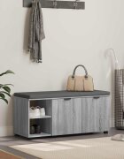 vidaXL Пейка за коридор с възглавница Сиво Сонома 100 x 38 x 46 см