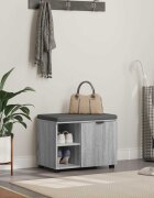 vidaXL Пейка за коридор с възглавница Сиво Сонома 60 x 38 x 46 см
