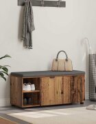 vidaXL Пейка за коридор с възглавница Старо дърво 100 x 38 x 46 см
