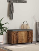 vidaXL Пейка за коридор с възглавница Старо дърво 80 x 38 x 46 см