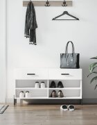 vidaXL Пейка за обувки бял гланц 102x35x55 см инженерно дърво