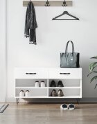 vidaXL Пейка за обувки бяла 102x35x55 см инженерно дърво