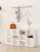 vidaXL Пейка за обувки бяла 103x30x55 см инженерно дърво