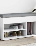 vidaXL Пейка за обувки бяла 82x32x455 см инженерно дърво