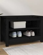 vidaXL Пейка за обувки Черен 70x38x455 см масивна борова дървесина