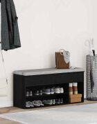 vidaXL Пейка за обувки Черен дъб 102x305x45 cm Инженерна дървесина