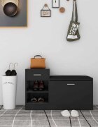 vidaXL Пейка за обувки черен гланц 945x31x57 см инженерно дърво