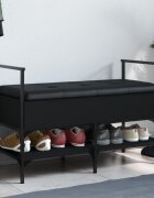 vidaXL Пейка за обувки черна 855x42x575 см инженерно дърво