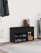 vidaXL Пейка за обувки Черно 80 x 30 x 45 cm Инженерна дървесина