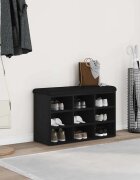 vidaXL Пейка за обувки Черно 82 x 32 x 50 cm Инженерна дървесина
