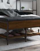 vidaXL Пейка за обувки кафяв дъб 82x42x45 см инженерно дърво