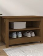 vidaXL Пейка за обувки меденокафява 70x38x455 см борово дърво масив