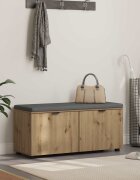 vidaXL Пейка за обувки с възглавница Дъб артизан 100 x 38 x 46 см
