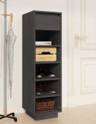 vidaXL Пейка за обувки Сив 30x34x105 см бор масив