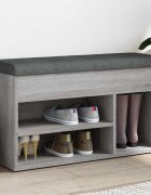 vidaXL Пейка за обувки сив сонома 82x32x455 см инженерно дърво
