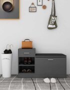 vidaXL Пейка за обувки сива 945x31x57 см инженерно дърво