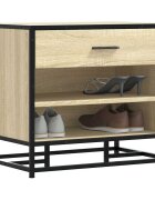 vidaXL Пейка за обувки Sonoma Oak Инженерна дървесина и метал
