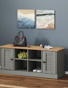 vidaXL Пейка за обувки VIGO сива 106x35x45 см бор масив