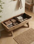 vidaXL Пейка за съхранение дървен масив и плат 103x51x44 см