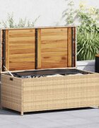 vidaXL Пейка за съхранение микс бежово 100x50x52 см полиратан и акация