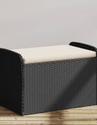 vidaXL Пейка за съхранение с възглавница черна 80x51x52 см полиратан