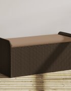 vidaXL Пейка за съхранение с възглавница кафява 115x51x52 см полиратан