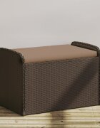 vidaXL Пейка за съхранение с възглавница кафява 80x51x52 см полиратан