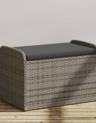 vidaXL Пейка за съхранение с възглавница сива 80x51x52 см полиратан