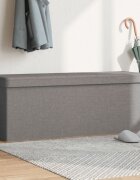 vidaXL Пейка за съхранение сгъваема светлосив изкуствен лен
