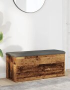 vidaXL Пейка за съхранение Старо дърво 102x42x45cm Инженерна дървесина