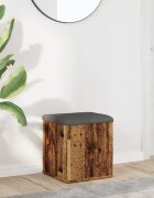 vidaXL Пейка за съхранение Старо дърво 42x42x45 cm Инженерна дървесина