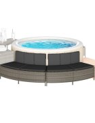 vidaXL Пейки за гореща вана с възглавници 2 бр сив полиратан