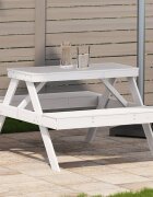 vidaXL Пикник маса бяла 105x134x75 см борово дърво масив