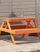 vidaXL Пикник маса восъчнокафява 105x134x75 см борово дърво масив