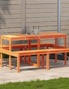 vidaXL Пикник маса восъчнокафява 160x134x75 см борово дърво масив