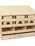 vidaXL Пилешка гнездилка 3 отделения 93x40x65 см бор масив