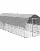vidaXL Пилешки подиум с покрив 25x10x225 м Поцинкована стомана