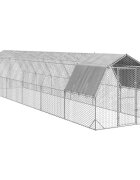vidaXL Пилешки подиум с покрив 25x12x225 м Поцинкована стомана