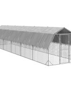 vidaXL Пилешки подиум с покрив 25x12x225 м Поцинкована стомана