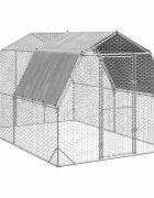 vidaXL Пилешки подиум с покрив 25x4x225 м Поцинкована стомана
