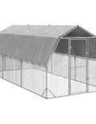 vidaXL Пилешки подиум с покрив 25x6x225 м Поцинкована стомана