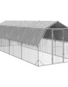 vidaXL Пилешки подиум с покрив 25x8x225 м Поцинкована стомана
