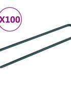 vidaXL Пирони за изкуствена трева 100 бр П-образни желязо