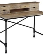 vidaXL Писалище мангово дърво масив и стомана 110x50x96 cм