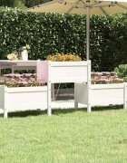 vidaXL Плантер бял 1785x44x75 см борово дърво масив