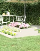 vidaXL Плантер бяла 110x110x27 см борово дърво масив