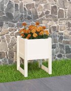 vidaXL Плантер бяла 40x40x525 см борово дърво масив