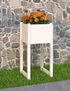 vidaXL Плантер бяла 40x40x81 см борово дърво масив