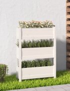 vidaXL Плантер бяла 77x25x1045 см борово дърво масив